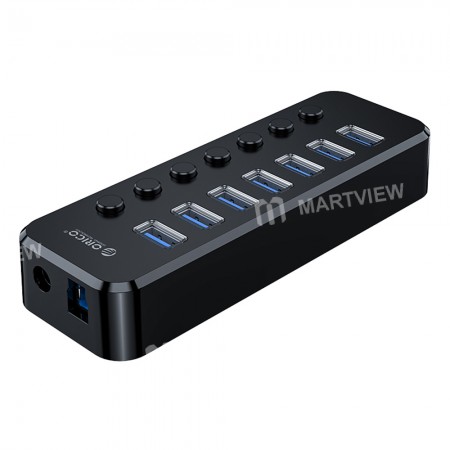 Orico SWU3-7A 7-Port High-speed USB 3.0 Split Control Hub With Power Adapter Support BC1.2 Charging