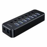 Orico SWU3-7A 7-Port High-speed USB 3.0 Split Control Hub With Power Adapter Support BC1.2 Charging