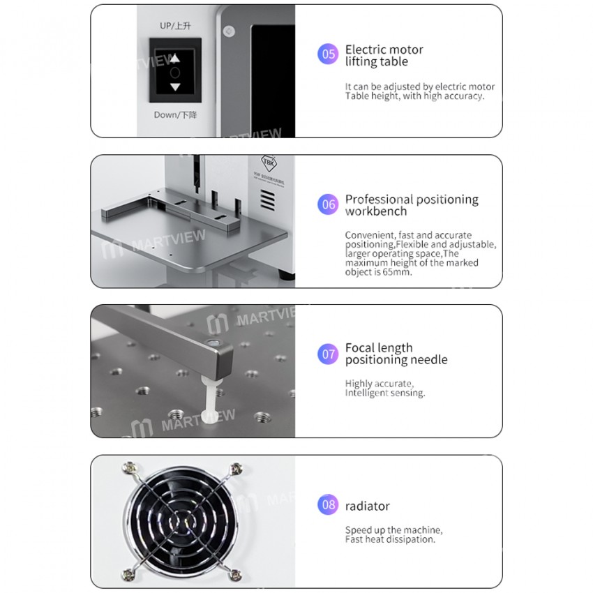TBK-958F Mini Automatic High Precision 20W Laser Marking and Screen Removal Machine