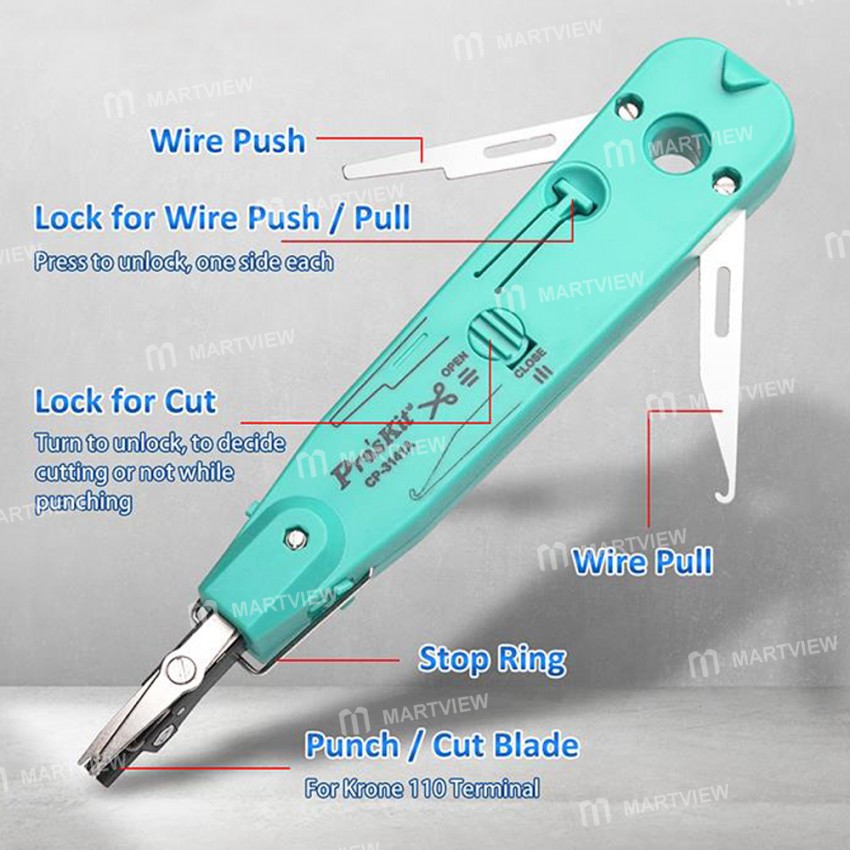 Pro'sKit CP-3141A Krone 110 Terminal Board Crimping Tool Network Cable Cutter with Lock