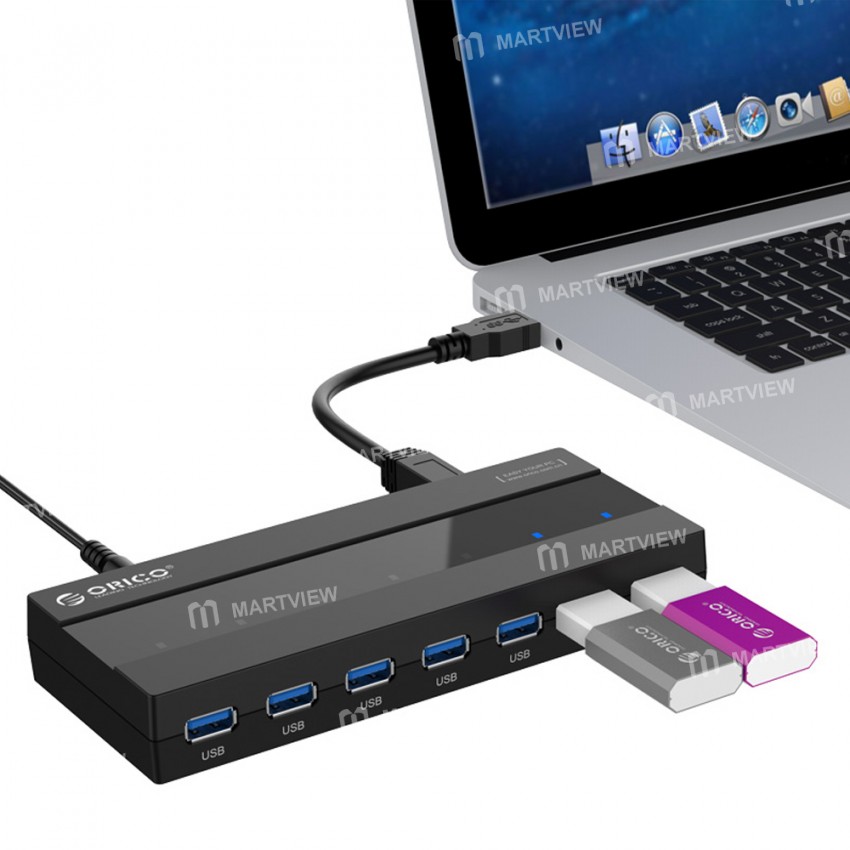 Orico H727RK-U3 7-Port Superspeed USB 3.0 HUB with 12V Power Adapter for Desktop Computer Laptop