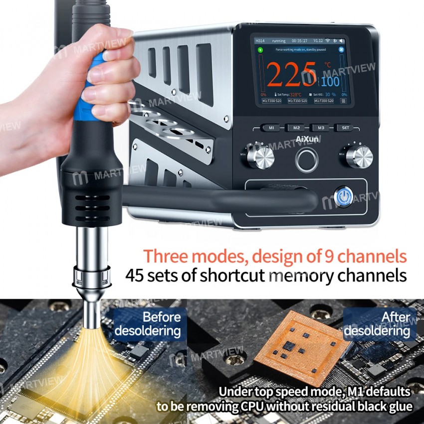 aixun h314-1400w-intelligent-digital-high-power-hot-air-gun-desoldering-station-6