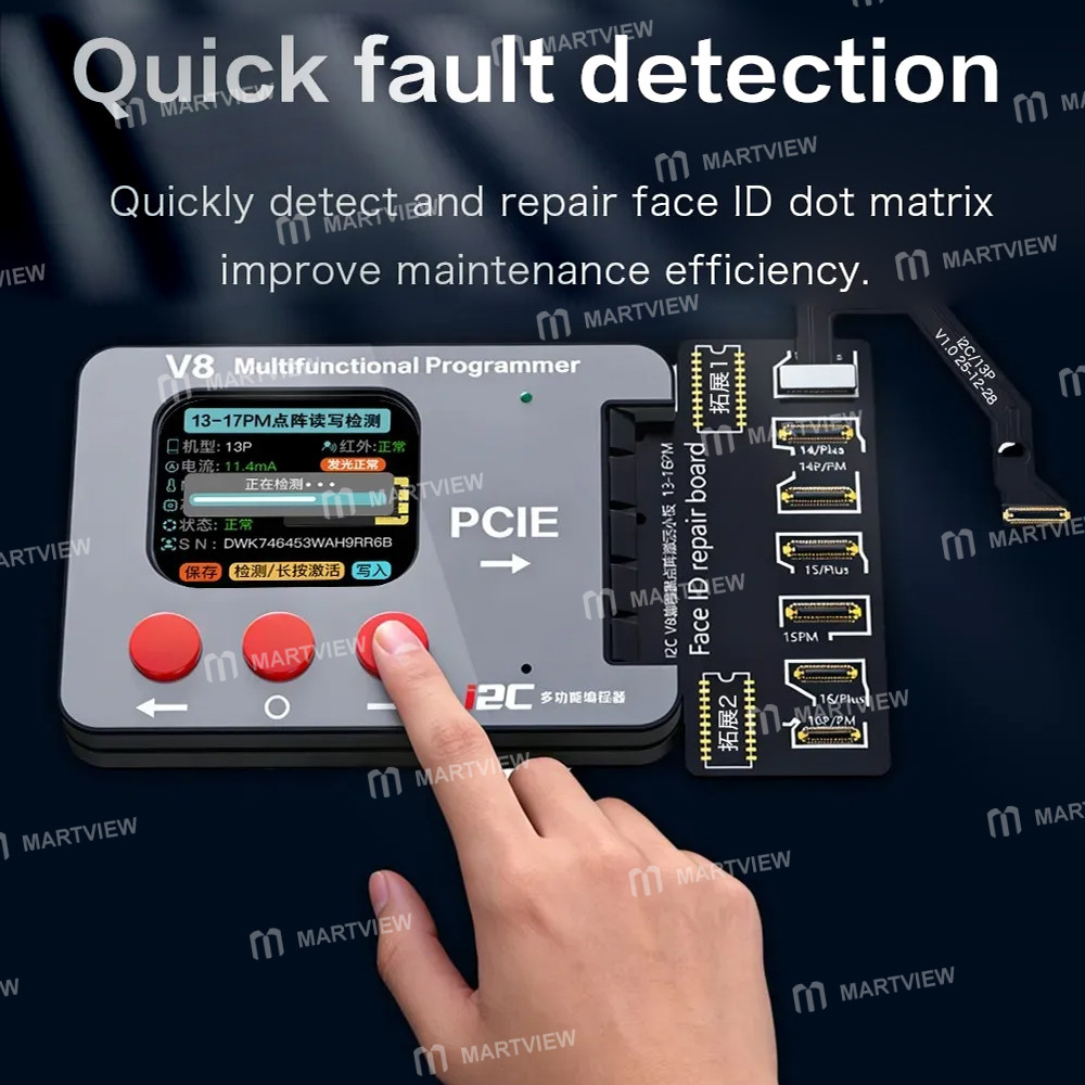 i2c v8-dot-matrix-smart-programmer-supports-face-dot-matrix-repair-for-iphone-x-to-17pm-5