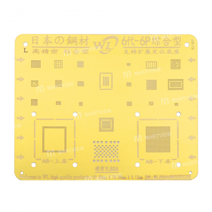WL Gold BGA CPU IC Reballing Stencil Tin Net for iPhone 6 / 6 Plus