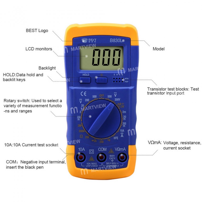 BST-B830L Multifunction High-precision Digital Multimeter with LCD Digital Display