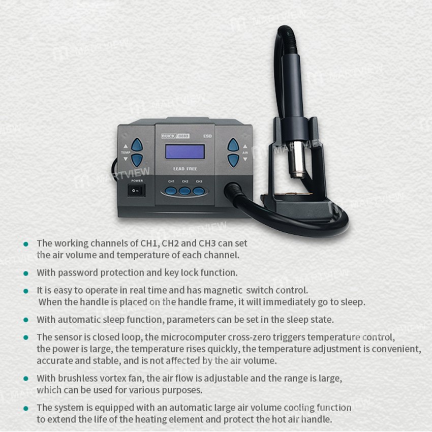 Quick 881D LED Display Hot Air Rework Station Lead-free Soldering Station