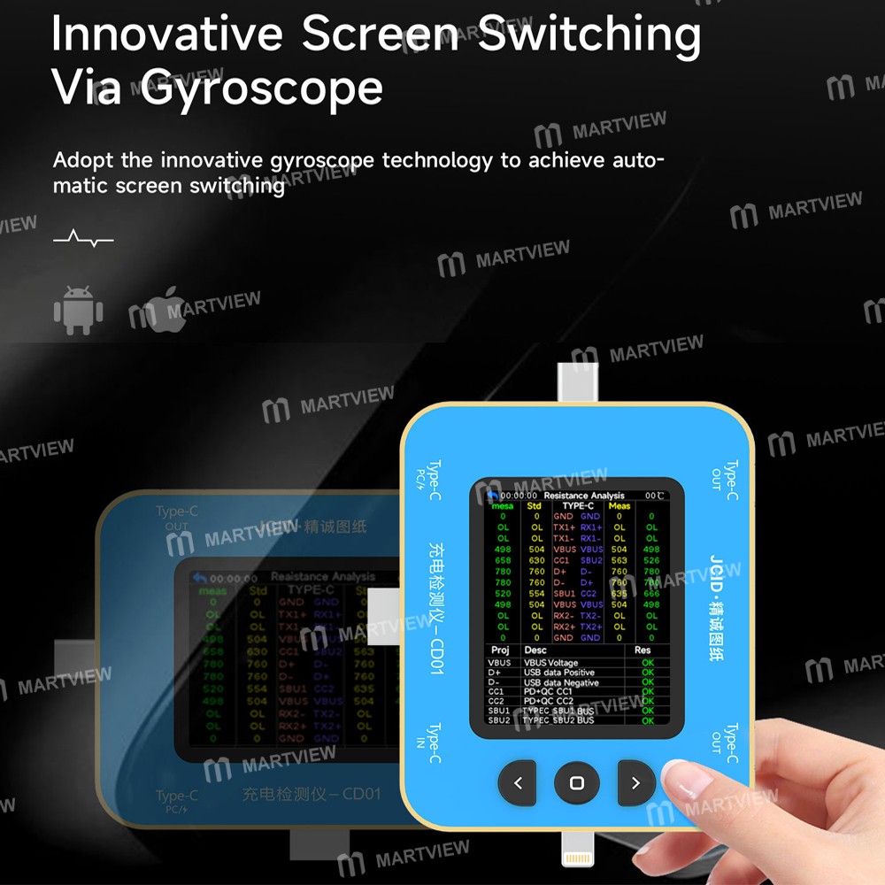 jcid cd01-type-c-lightning-charging-detector-support-voltmeter-current-protocols-detect-12