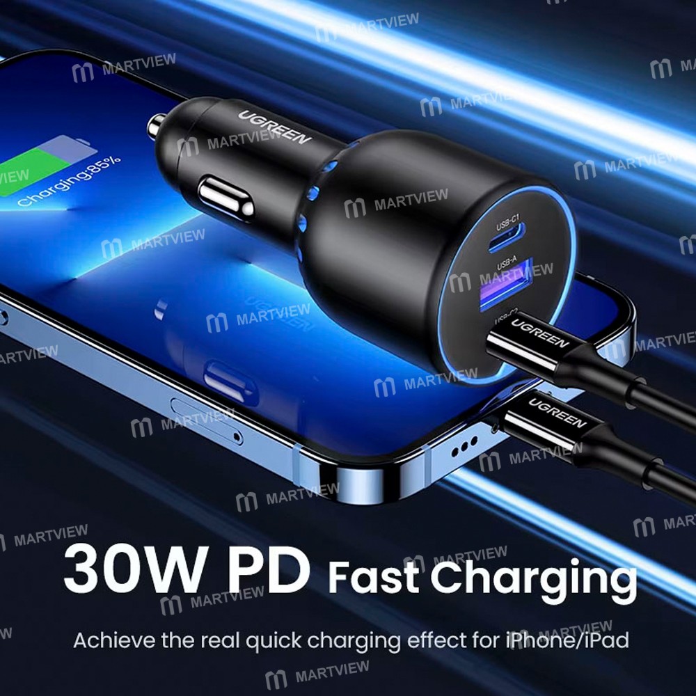 ugreen 130w-3-port-super-fast-charger-car-charger-compatible-multiple-protocols-4