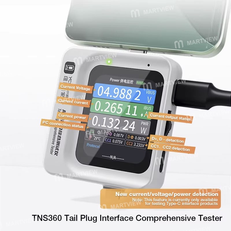 ycs tns360-type-c-lighting-tail-plug-comprehensive-detector-for-mobile-phone-laptop-2