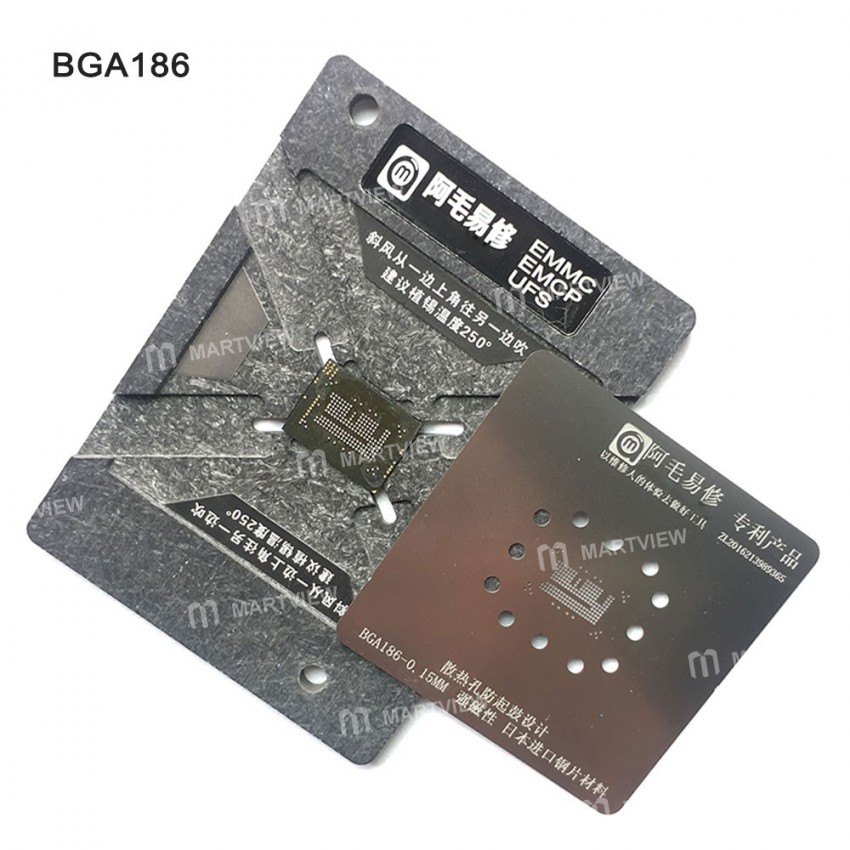 Amaoe 0.15MM EMMC EMCP UFS BGA153 BGA162 BGA169 BGA186 BGA221 BGA254 Reballing Stencil Plant Tin Ste