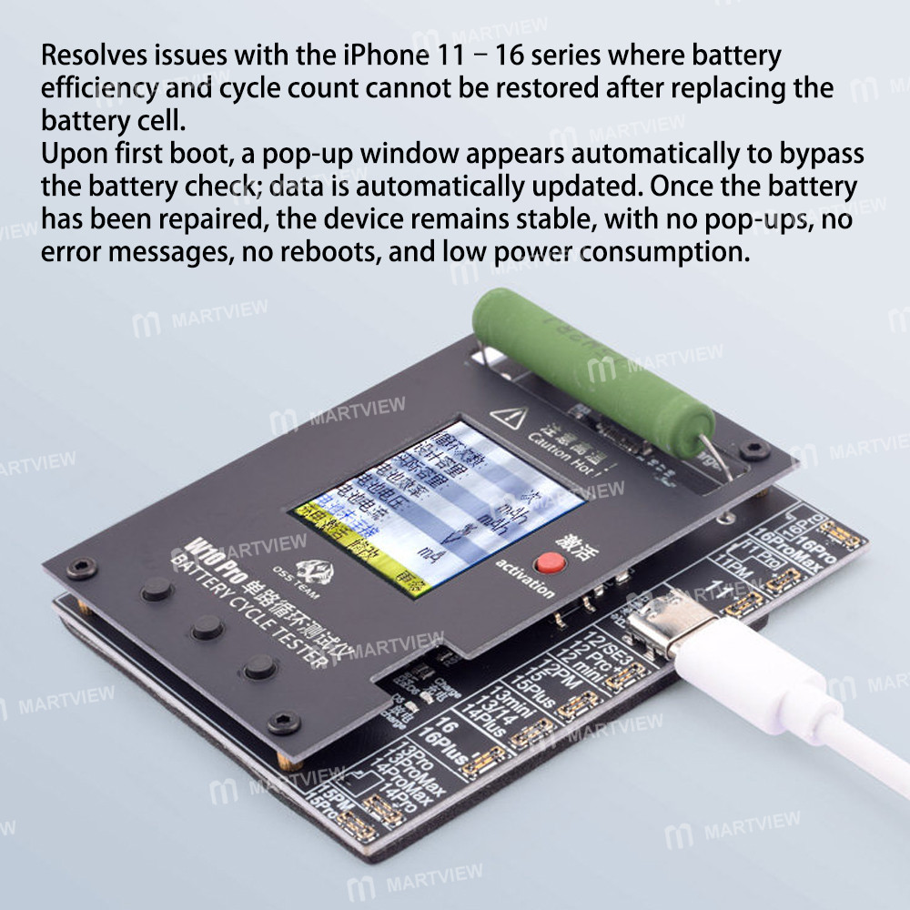 oss team-w10-pro-mobile-phone-battery-cycle-tester-compatible-with-iphone-11-to-16-series-4