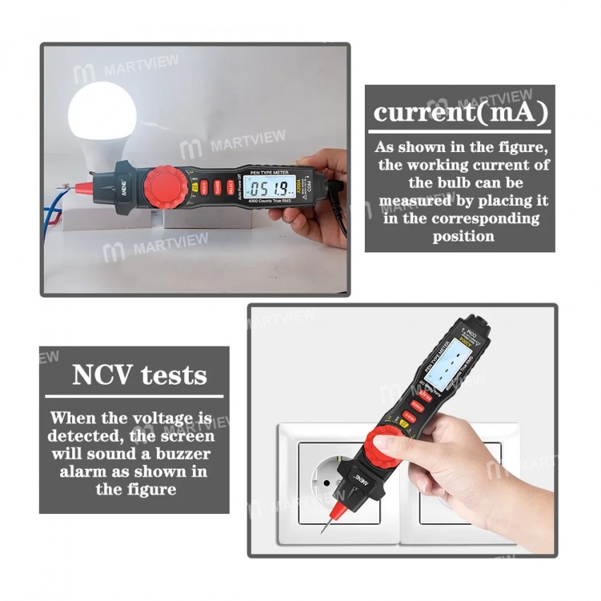 Achetez ANENG A3003 Digital Pen Auto Multimètre 4000 Counts Smart Metter  Avec Tester de Capacité de Résistance à la Tension NCV ac / dc - le Noir de  Chine