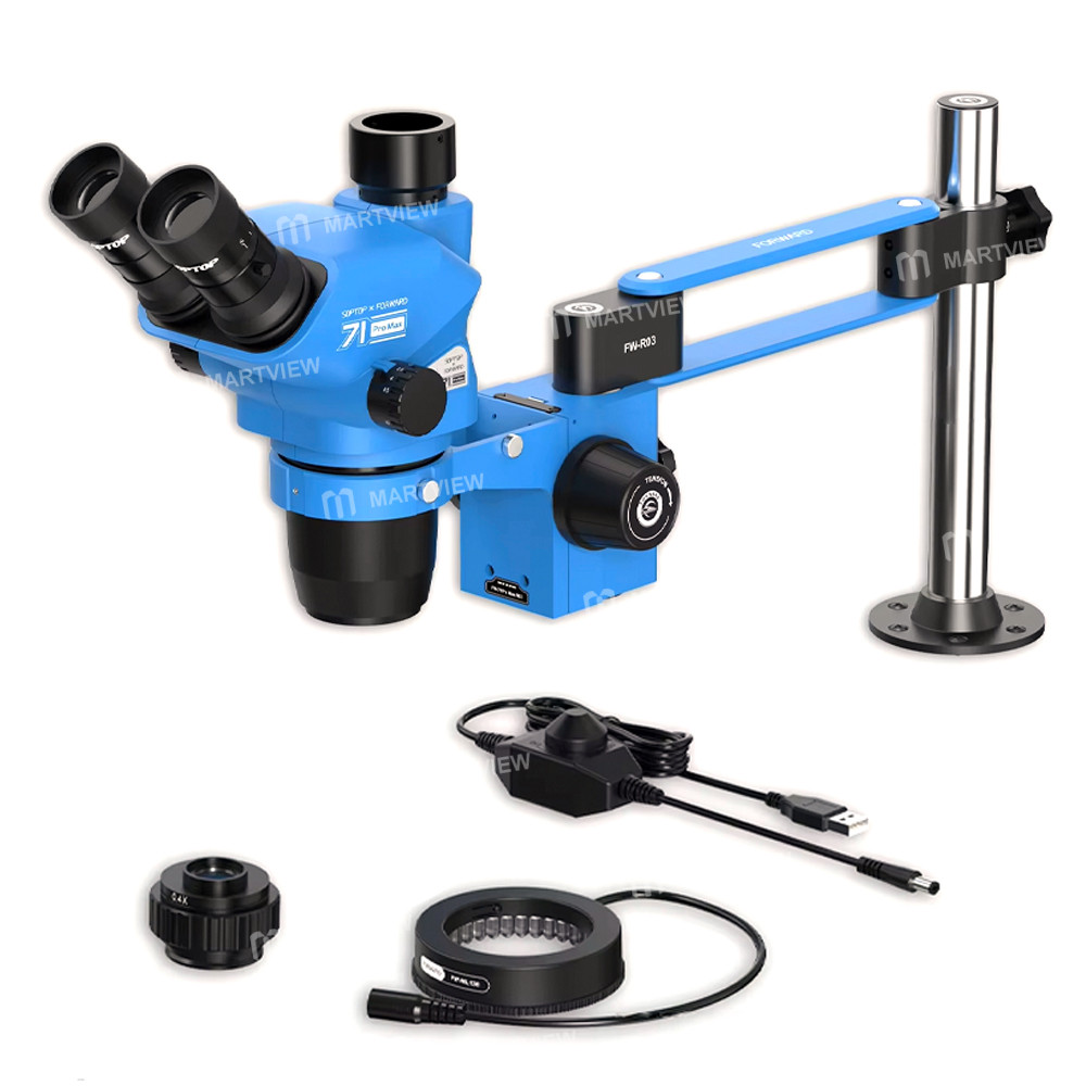 forward fw-71pro-max-r03-67-45x-synchronous-zoom-trinocular-stereo-microscope-with-r03-short-style-s