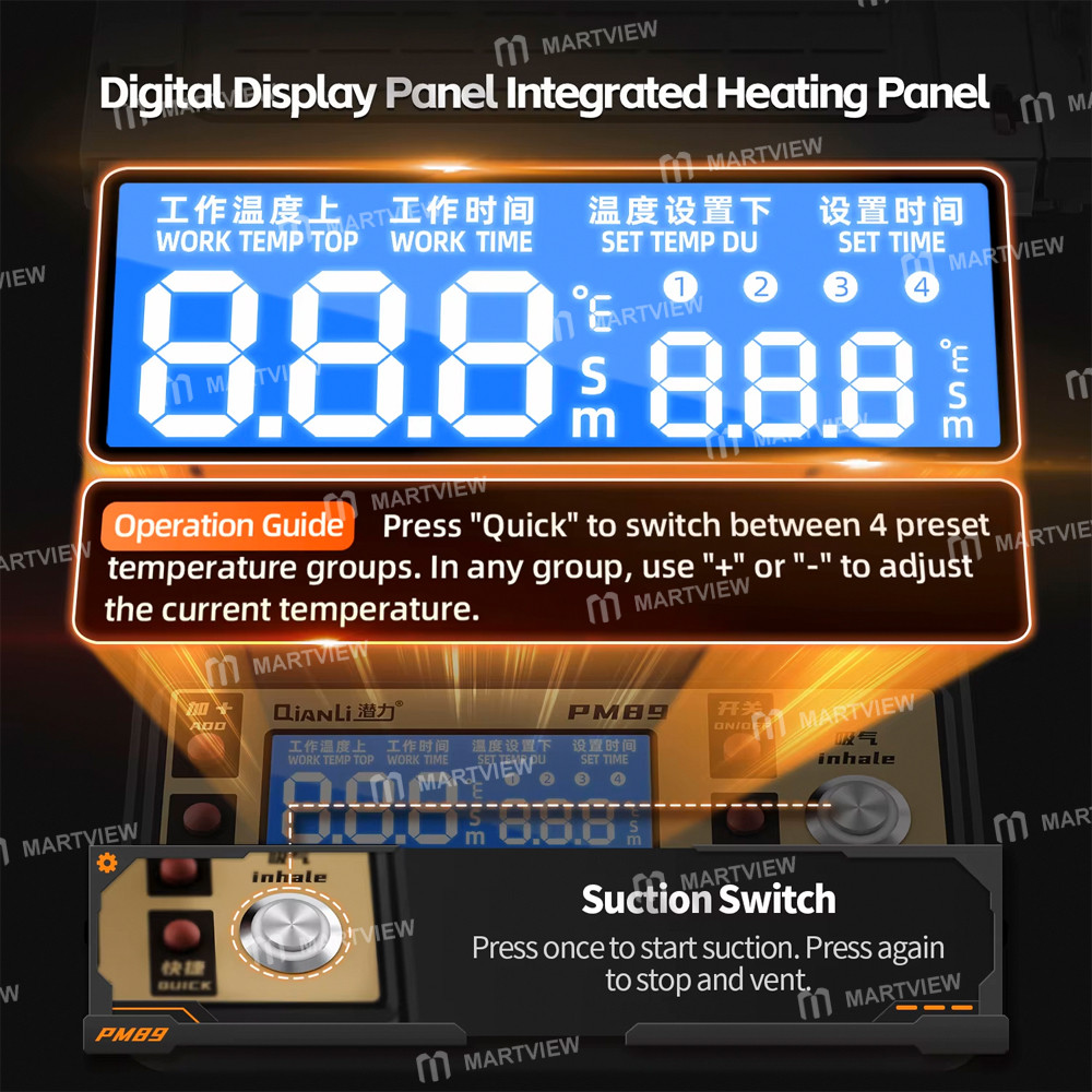 qianli pm89-7-inch-360-rotating-screen-heating-separator-with-built-in-suction-vacuum-pump-6