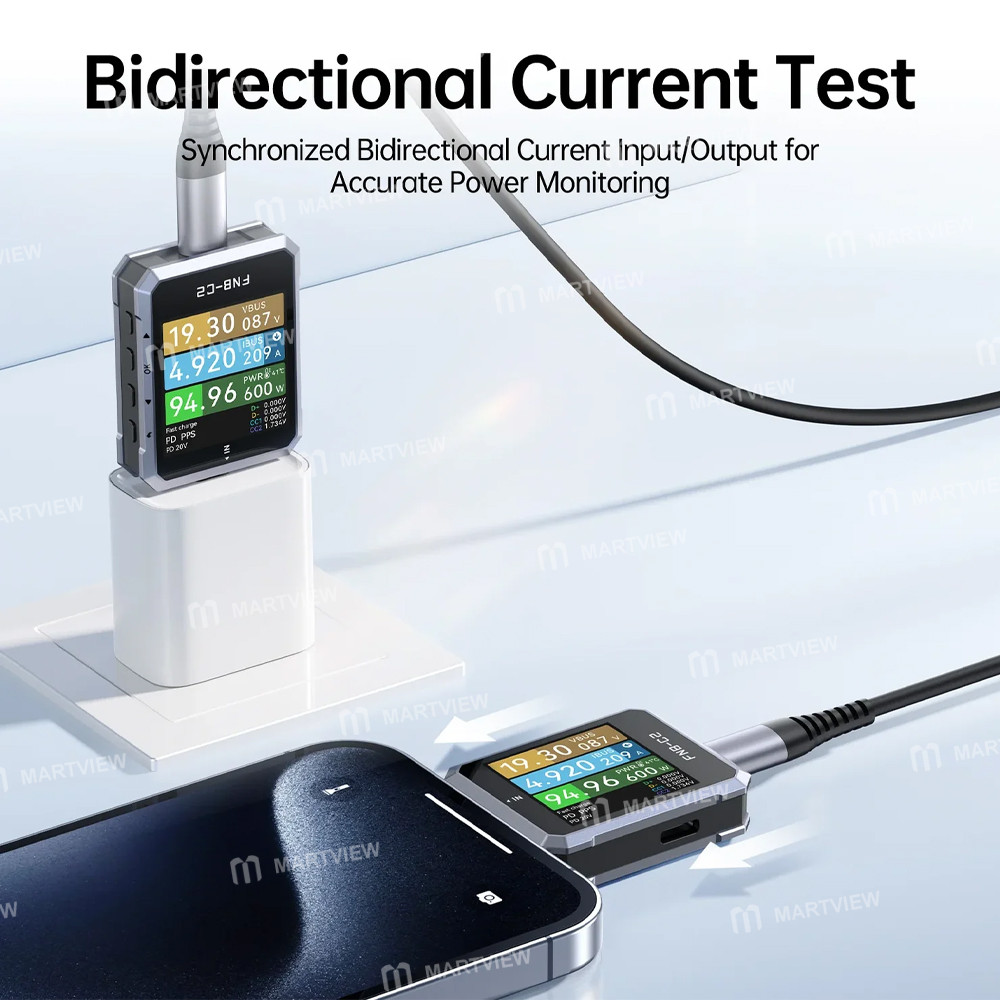fnirsi fnb-c2-20-bit-high-precision-adc-4-50v-usb-pd-31-type-c-fast-charging-tester-supports-e-marke