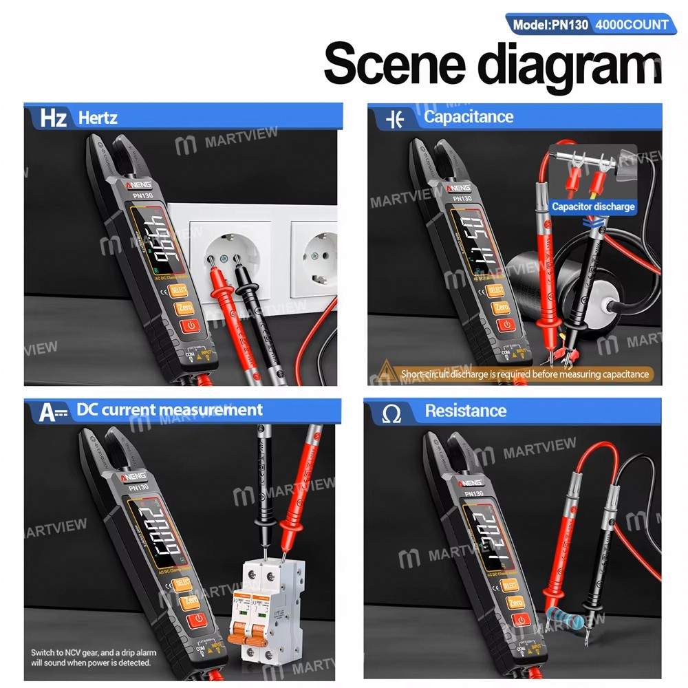 aneng pn130-100a-color-display-u-type-clamp-plier-multimeter-with-ncv-capacitor-detect-10