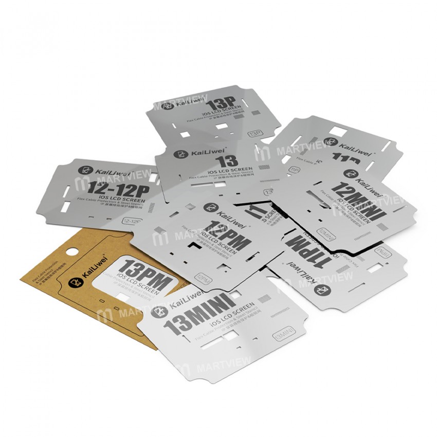 KaiLiWei iOS LCD Screen IC Flex Cable Protection & Steel Stencil Set for iPhone 11 to 13 Pro Max