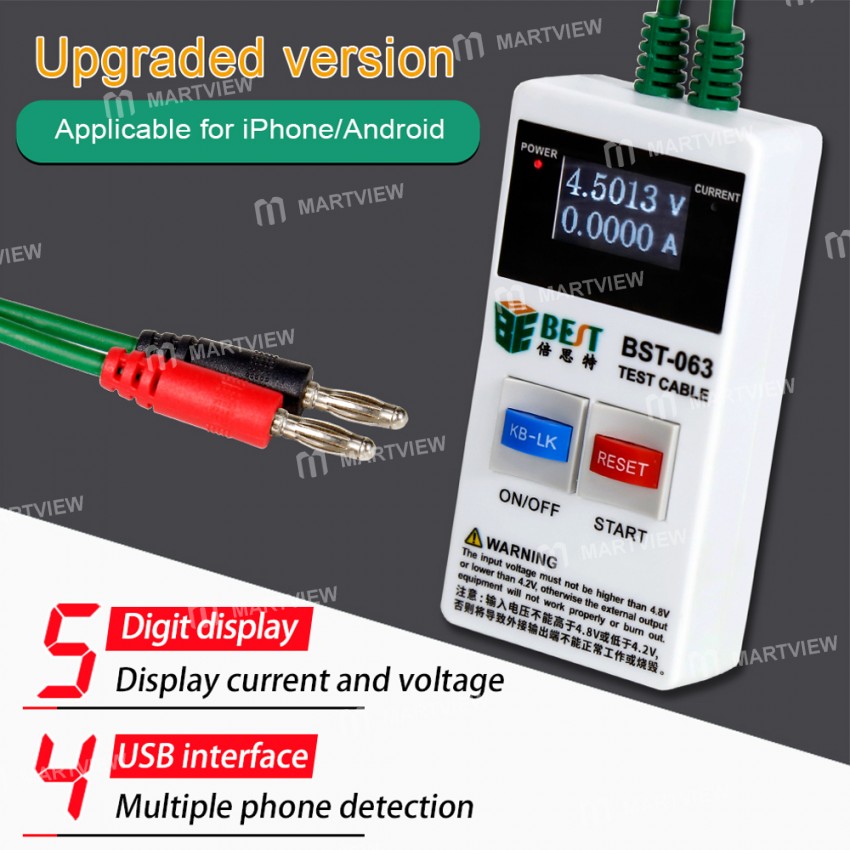 BST-063 Smart Anti-burn Power Cord for Mobile Phone Repair Suitable for Android iPhone