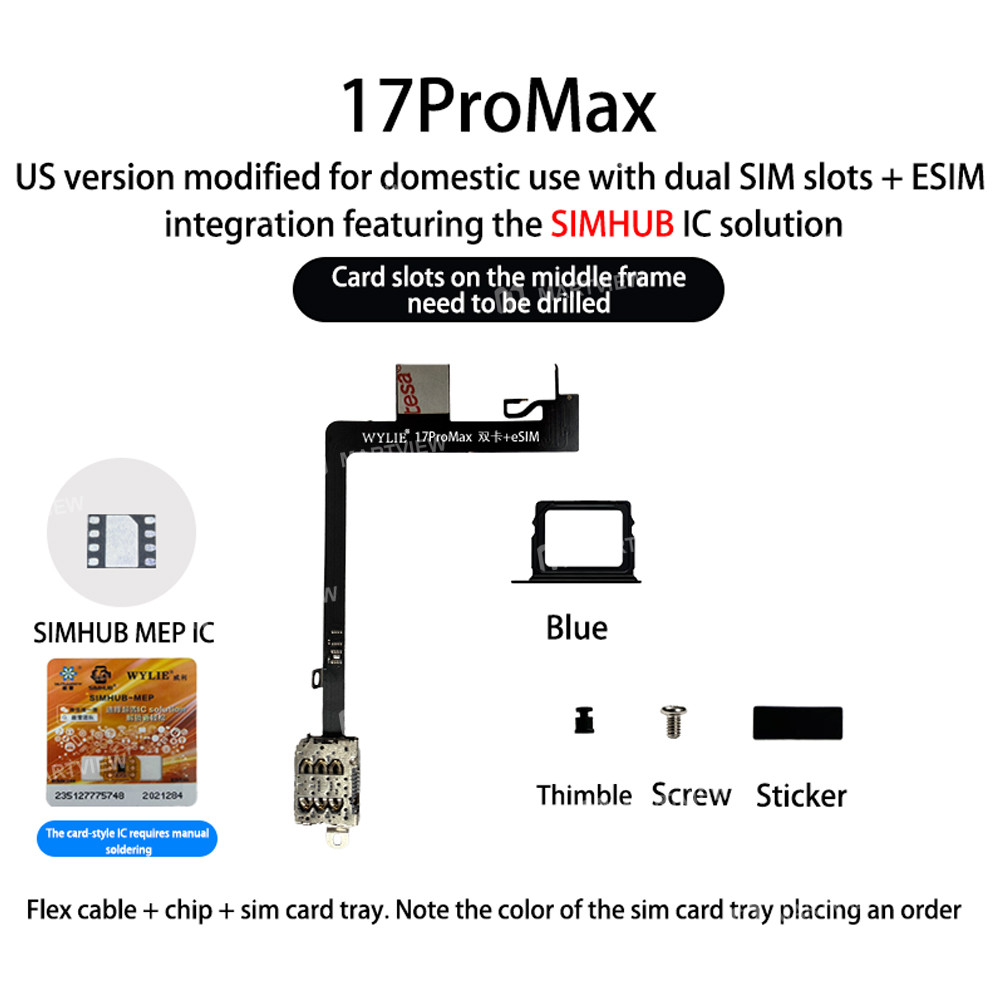 wylie dual-sim-esim-integrated-super-snow-ic-solution-for-converting-iphone-17pm-us-version-to-the-c