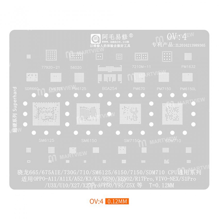 amaoe ov-series-8-in-1-012mm-bga-reballing-stencil-set-for-oppo-realme-vivo-iqoo-4