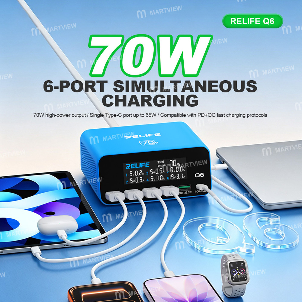 relife q6-70w-intelligent-multi-port-digital-display-charger-up-to-65w-single-port-output-5