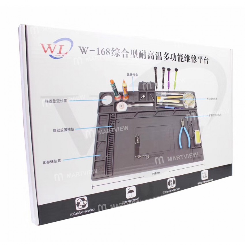 WL W-168 Soldering Repair Maintenance Platform Heat Insulation Silicone Station Pad Multifunction El