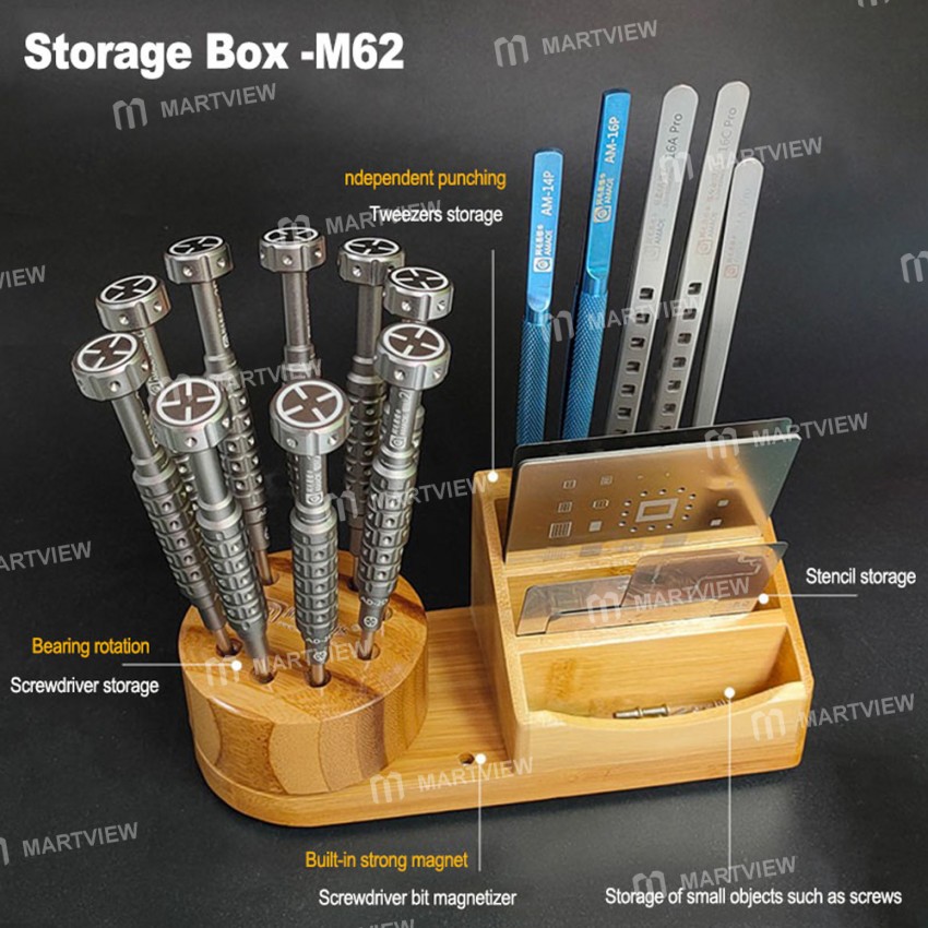 Amaoe M62 M62 360° Rotating Screwdriver Tweezer Wooden Storage Stand