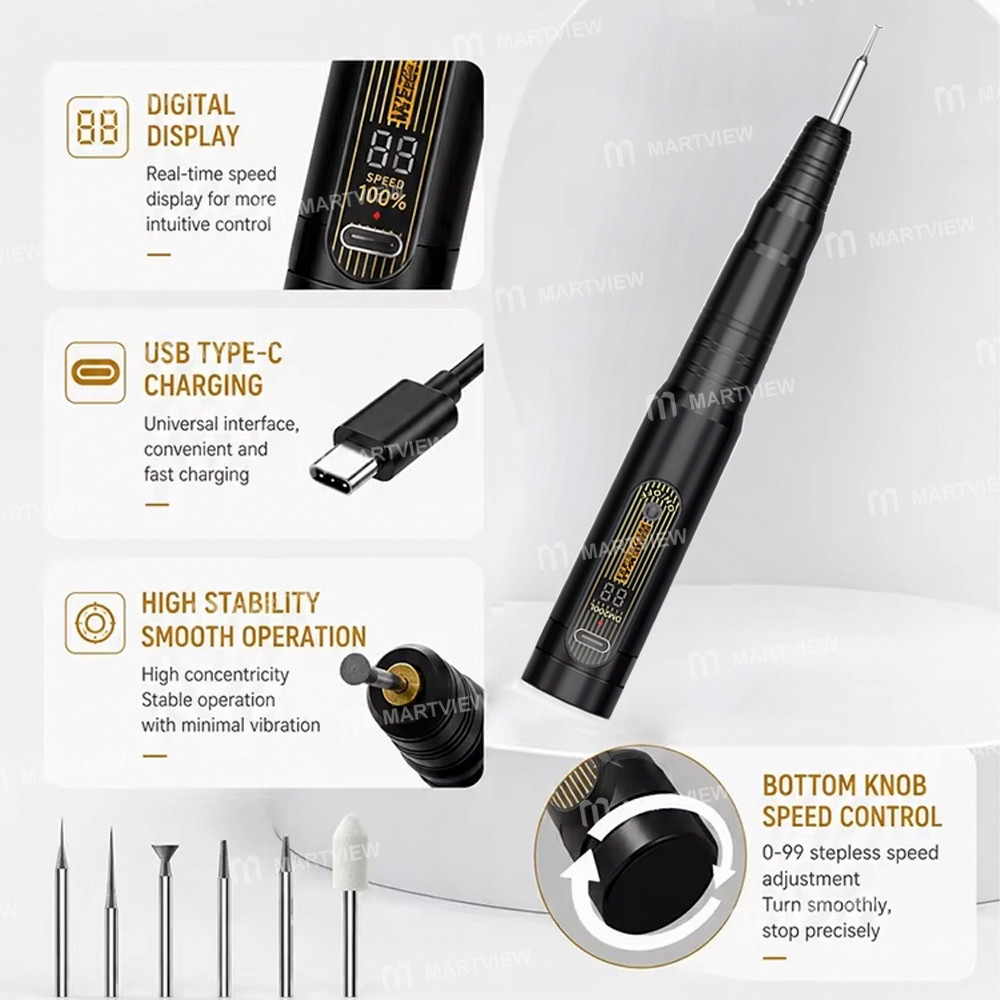 keguan dm200l-stepless-speed-high-efficiency-cutting-grinder-pen-with-7pcs-polishing-head-5