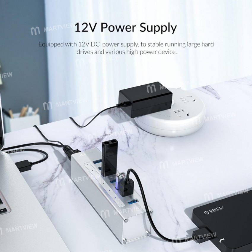 Orico A3H Series Aluminum High Speed 4 / 7 / 10 Ports USB 3.0 HUB with 12V Power Adapter
