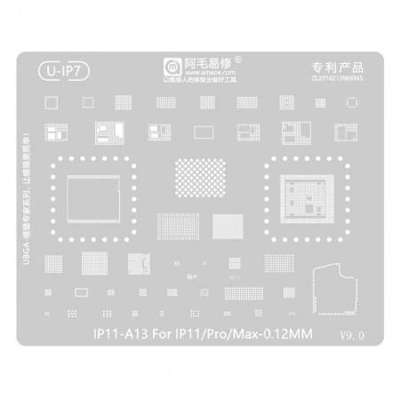 Amaoe U-IP7 BGA Reballing Stencil for iPhone 11 / 11 Pro / 11 Pro Max / Apple A13 CPU