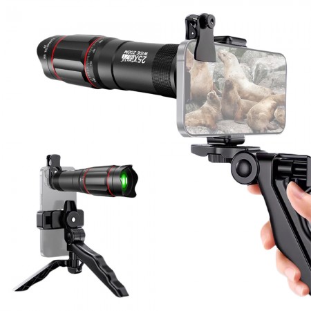 25X Phone Telephoto Lens Kit with Phone Clip & Phone Holder