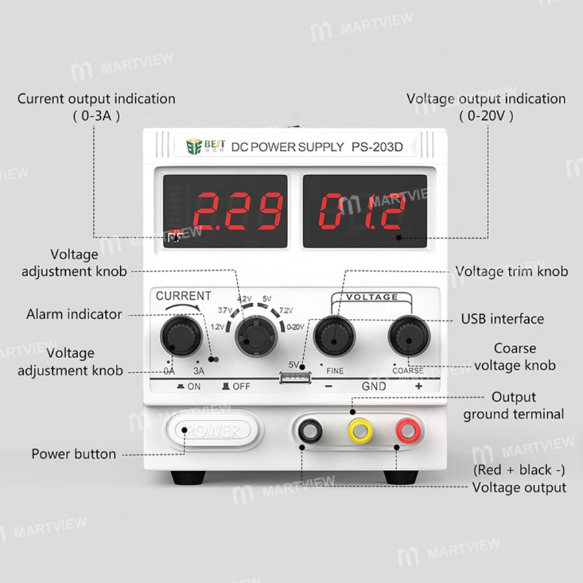 BST-203D Digital Display Adjustable DC Regulated Power Supply for Mobile Phone Repair