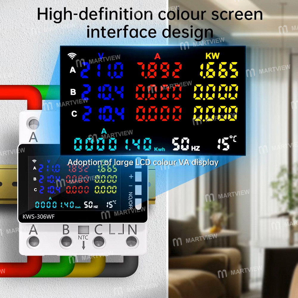 kws 306-series-hd-color-screen-three-phase-four-wire-rail-mounted-multifunction-meter-with-rs485-com