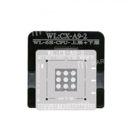 WL High-Quality A9 CPU Upper and Lower in One Tin Plate Steel Net BGA Reballing Stencil with Fixed Plate for iPhone 6S / 6S Plus