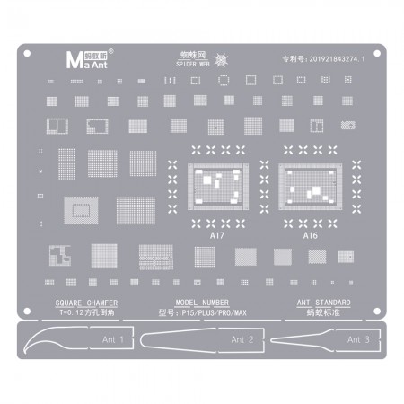MaAnt 0.12mm CPU Universal BGA Reballing Stencil for iPhone 15 Series Apple A16 / A17