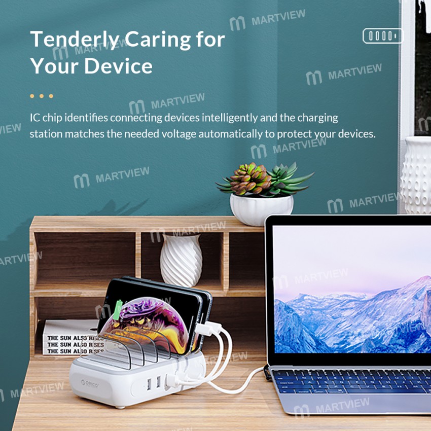 Orico APD-4U1C Type-C 5 Ports Charging Station with Phone Stand for iPhone / Android Phone / Earphon