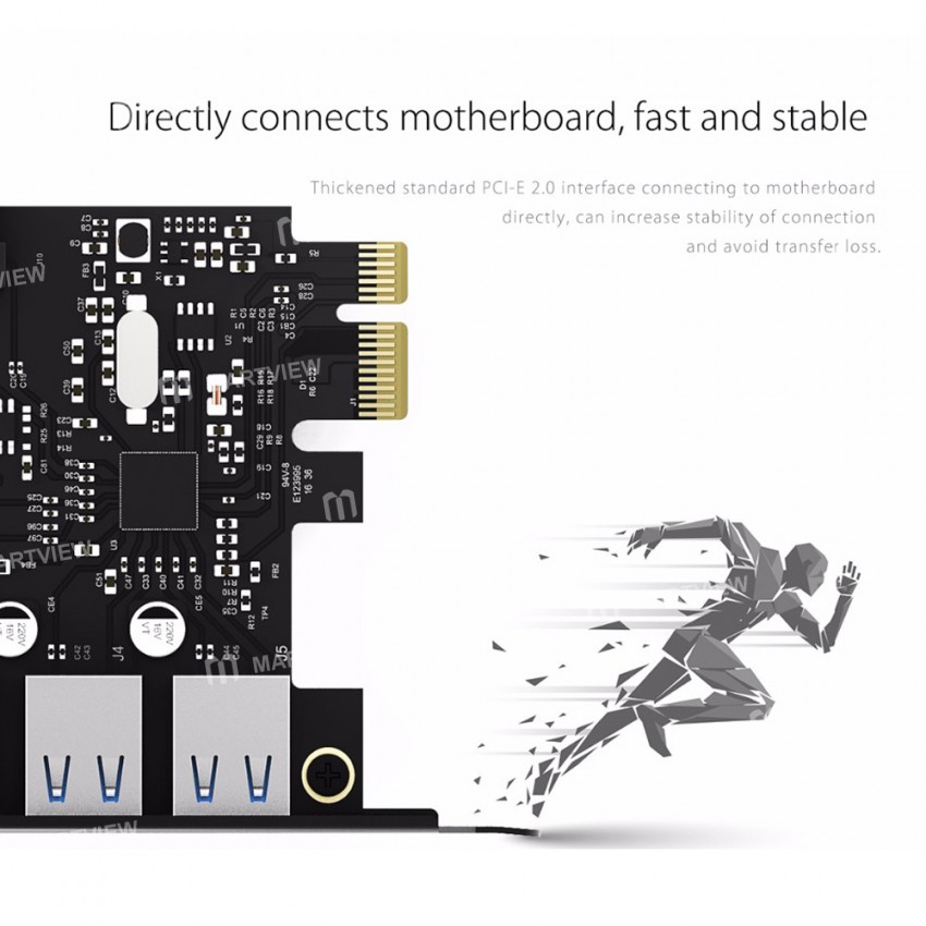 Orico PVU3-5O2I USB3.0 5-Port PCI-E Dual Chip High-Speed Expansion Card with 20 Pin Slot
