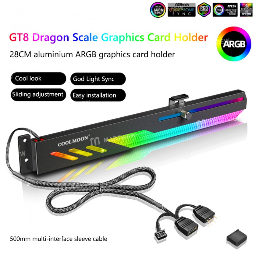 Coolmoon GT8 5V ARGB Multi-interface Synchronous Horizontal Graphics Card Bracket