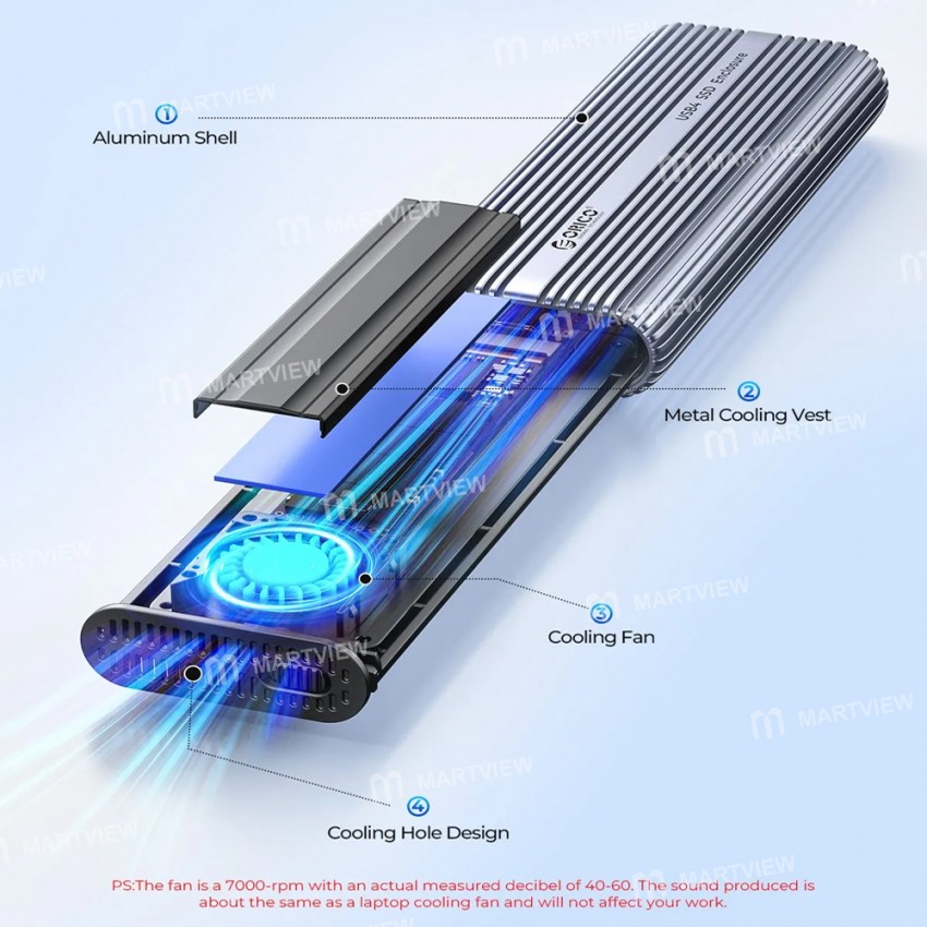 orico acom2-usb4-40gbps-m2-nvme-ssd-enclosure-with-cooling-fan-compatible-for-thunderbolt-3-4-6
