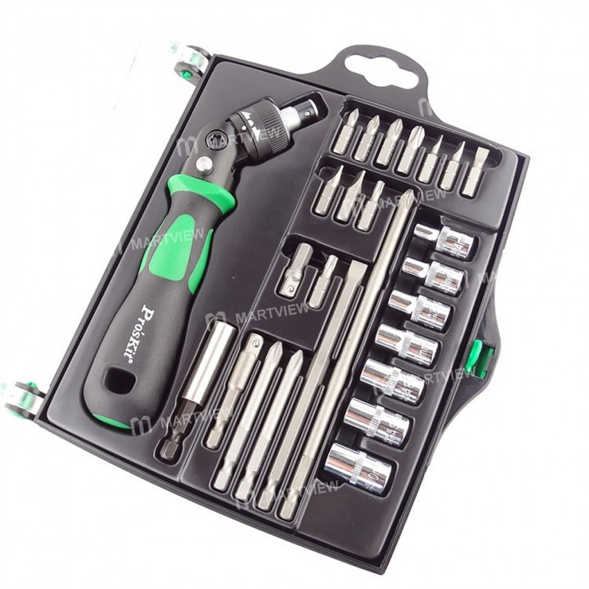 Pro'sKit SD-2314M 25-in-1 Multiple Angle Adjustment Ratchet Magnetic Screwdriver Sockets Set