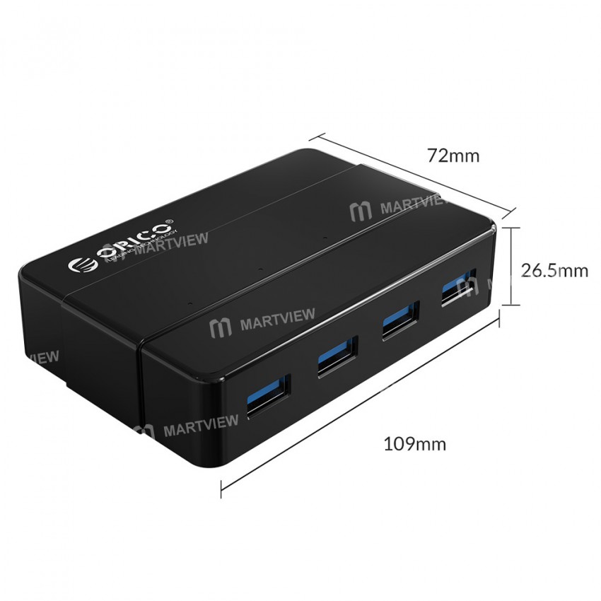 Orico H4928-U3 4-Port Superspeed USB 3.0 HUB with 12V Power Adapter for Desktop Computer Laptop