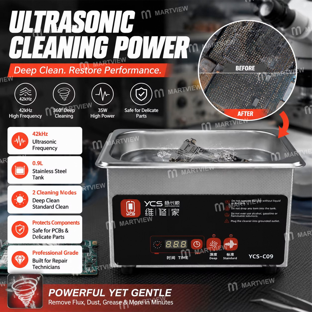 ycs c09-09l-professional-benchtop-ultrasonic-cleaner-for-motherboard-accessories-glasses-6