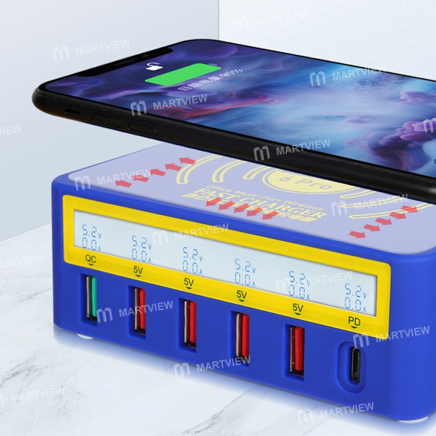 Mechanic iCharge 6 Pro 5Ports USB LCD Display QC 3.0 Wireless Smart Charging