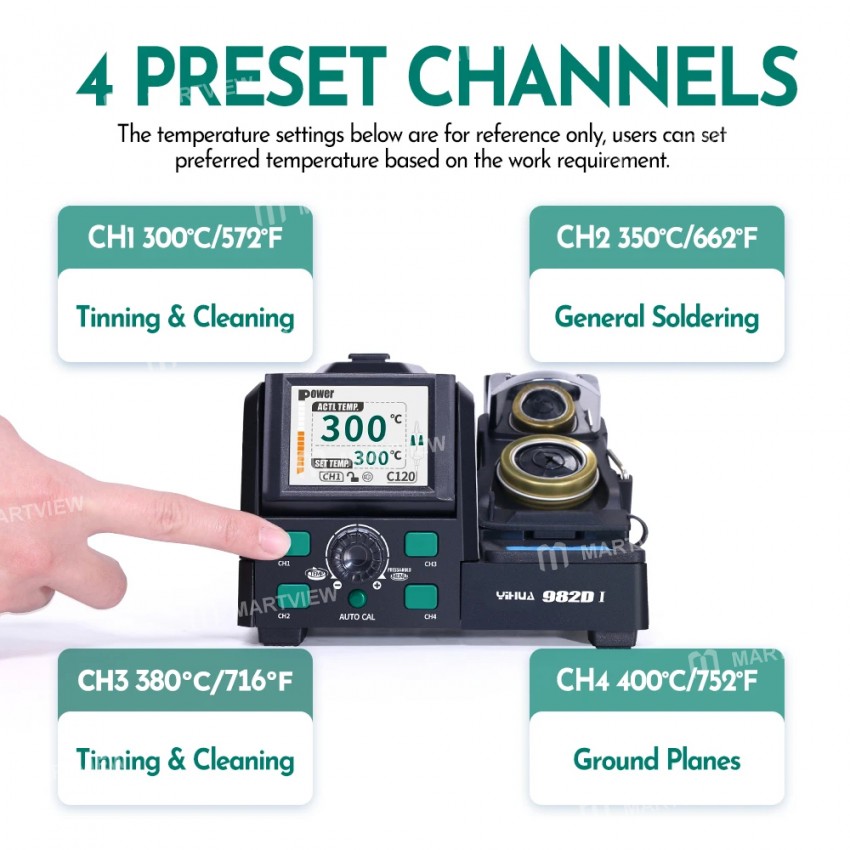 yihua 982d-i-intelligent-high-precision-soldering-station-with-907c-dual-head-tweezers-handle-8