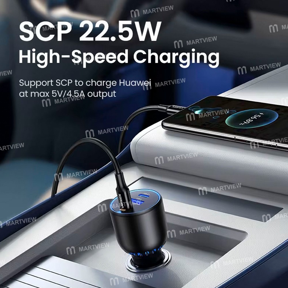 ugreen 130w-3-port-super-fast-charger-car-charger-compatible-multiple-protocols-5