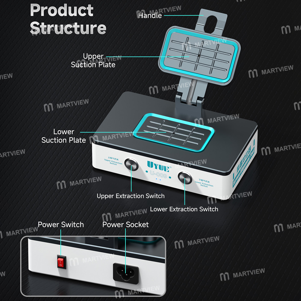 uyue u-009-8-inch-dual-independent-vacuum-system-lcd-screen-alignment-tool-4