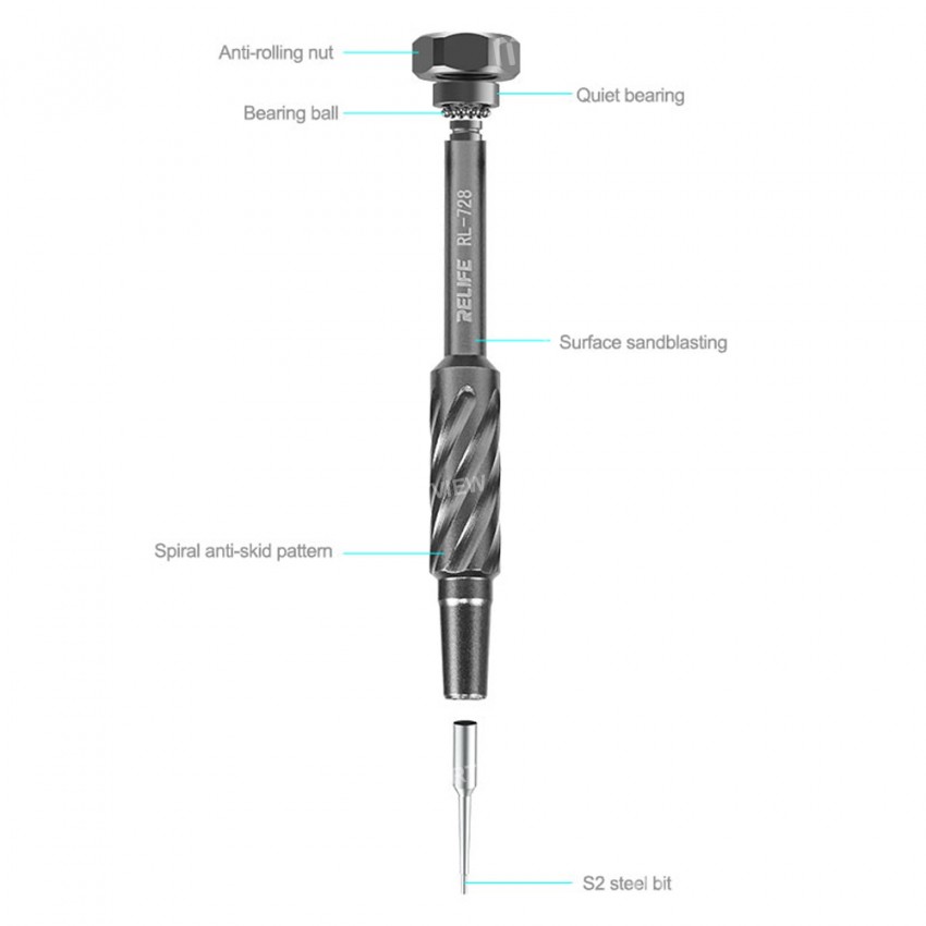 Relife RL-728 2D Strong Magnetic Extra Hard Anti-slip Screwdriver for Phone Repair