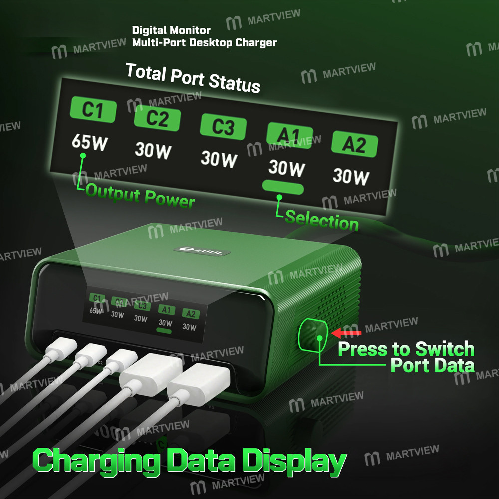2uul pc12-colorful-large-screen-smart-digital-monitor-110w-muit-port-desktop-charger-6