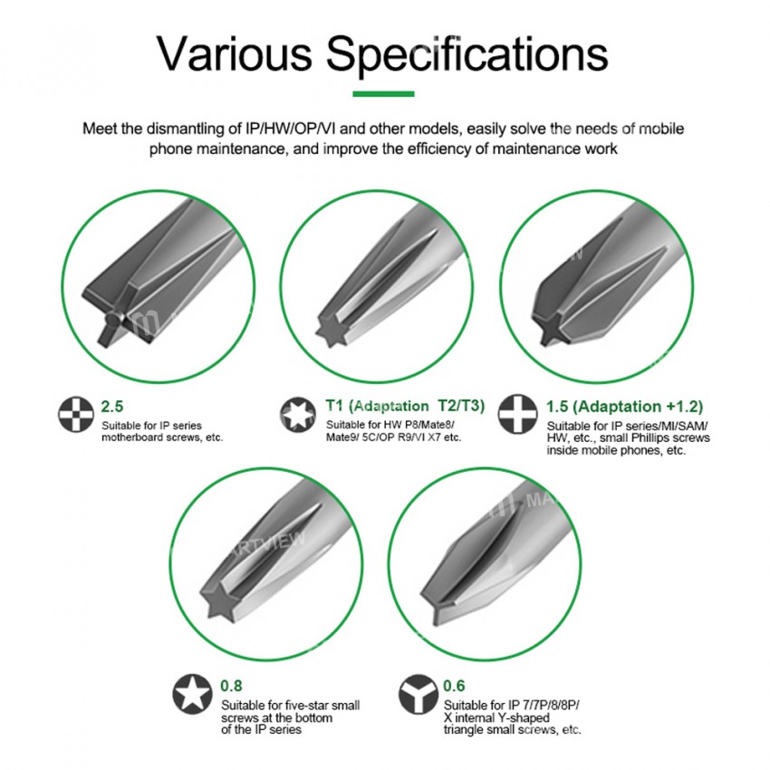 Relife RL-728A Strong Magnetic Adsorption S2 Bits Screwdriver Set Special for Mobile Phone Repair