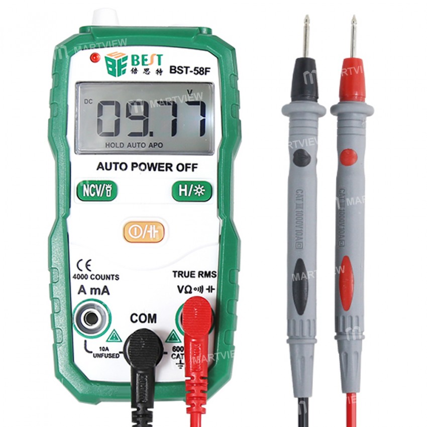 BST-58F Portable 9999 Auto Ranging True - RMS Multimeter with Digital Display